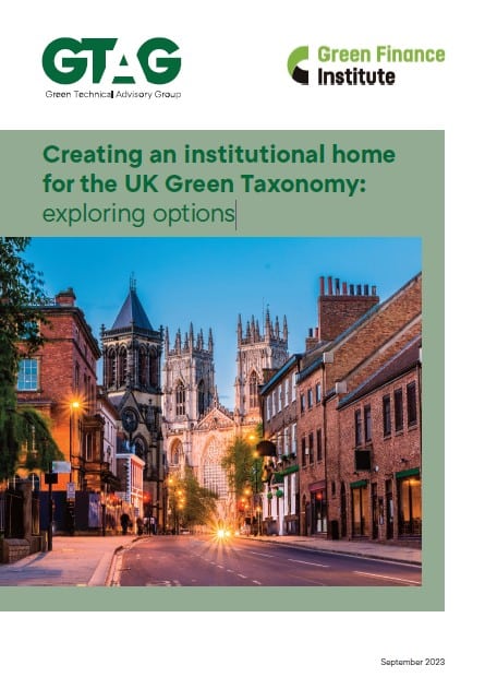 Creating an institutional home for the UK Green Taxonomy: exploring options