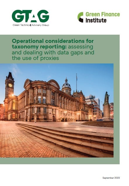 Operational considerations for taxonomy reporting: assessing and dealing with data gaps and the use of proxies